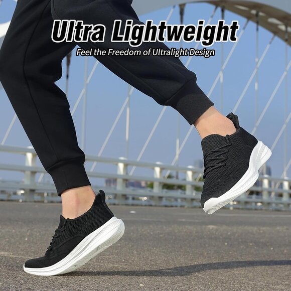 ⚡Men Black Fashion Mesh Non Slip Lightweight Workout Breathable Gym Sneakers - Picture 2 of 6